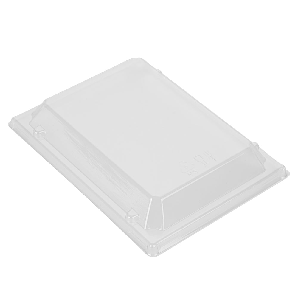 Taipei Clear Plastic Lid - Fits Rectangle Poplar Short Flare Container - 100 count box