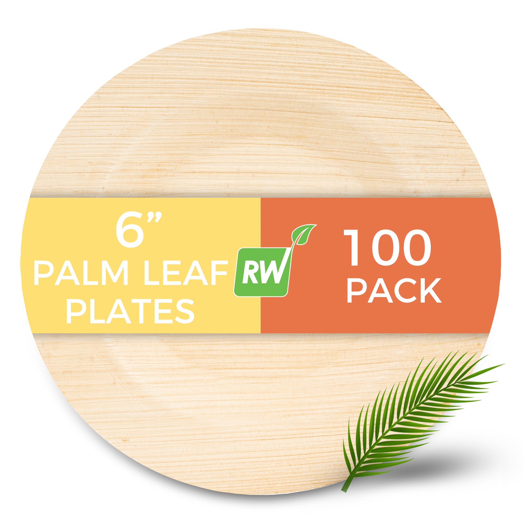 Indo Round Natural Palm Leaf Plate - 6" x 6" x 1 1/4" - 100 count box