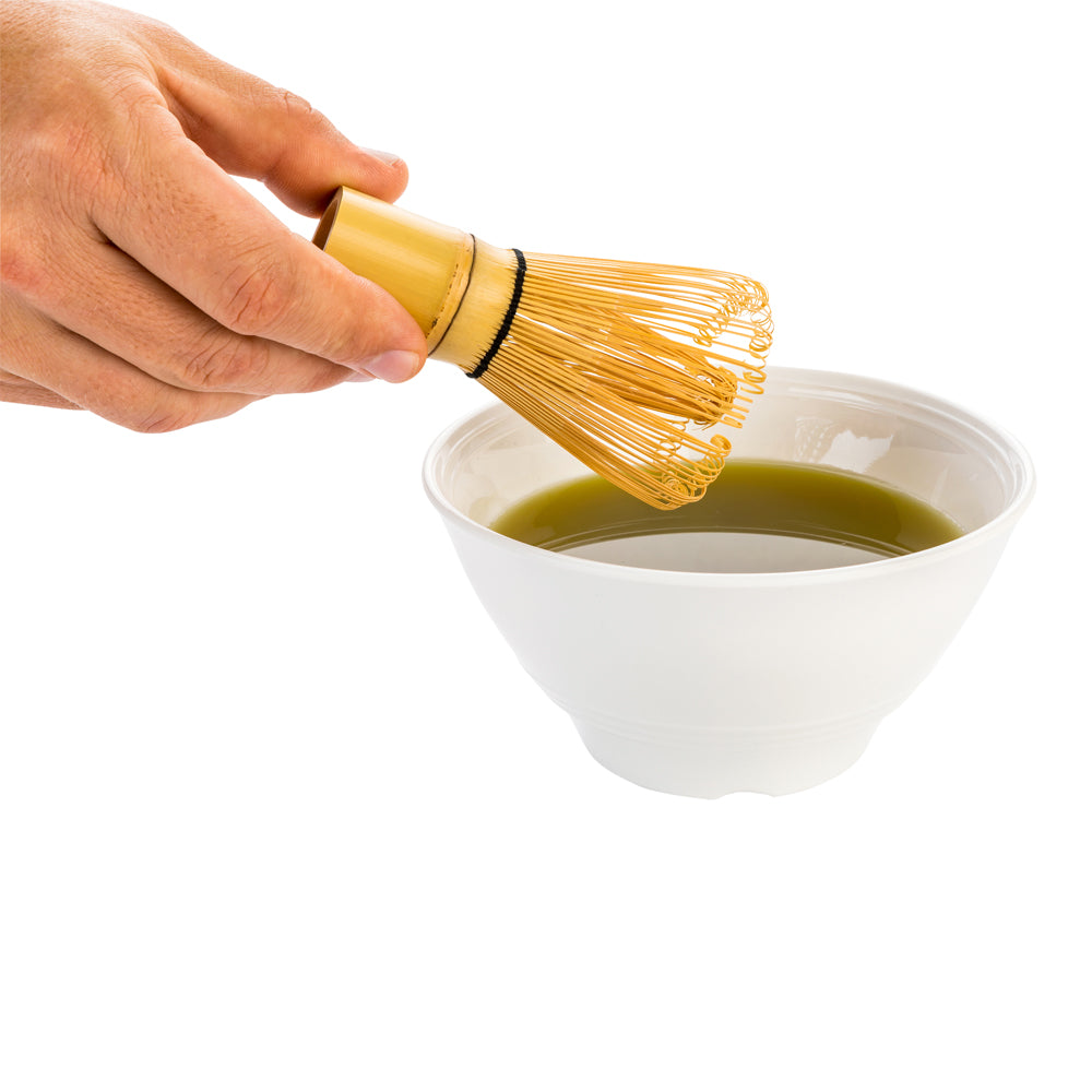 Dojo Natural Bamboo Matcha Whisk Chasen - Clear Plastic Case - 2 1/4" x 2 1/4" x 4" - 1 count box