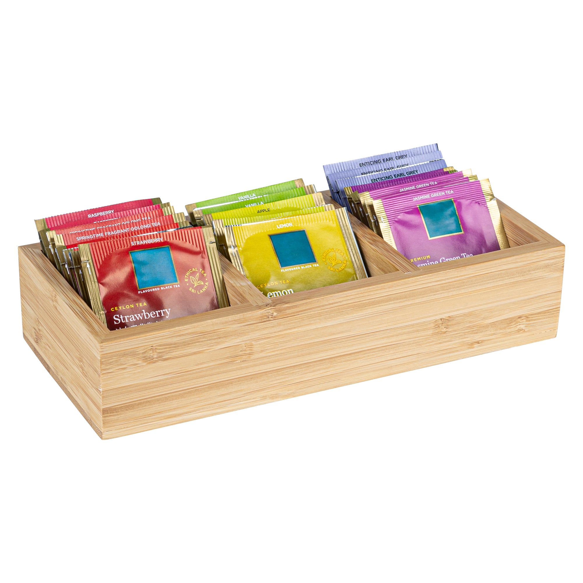 Rectangle Natural Bamboo Packet Organizer - 9 1/2" x 4 1/4" x 2" - 1 count box