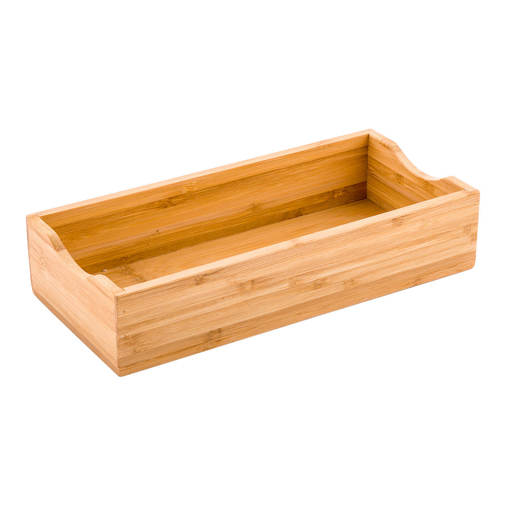 Rectangle Natural Bamboo Napkin Holder - 9 1/2" x 4 1/4" x 2" - 1 count box