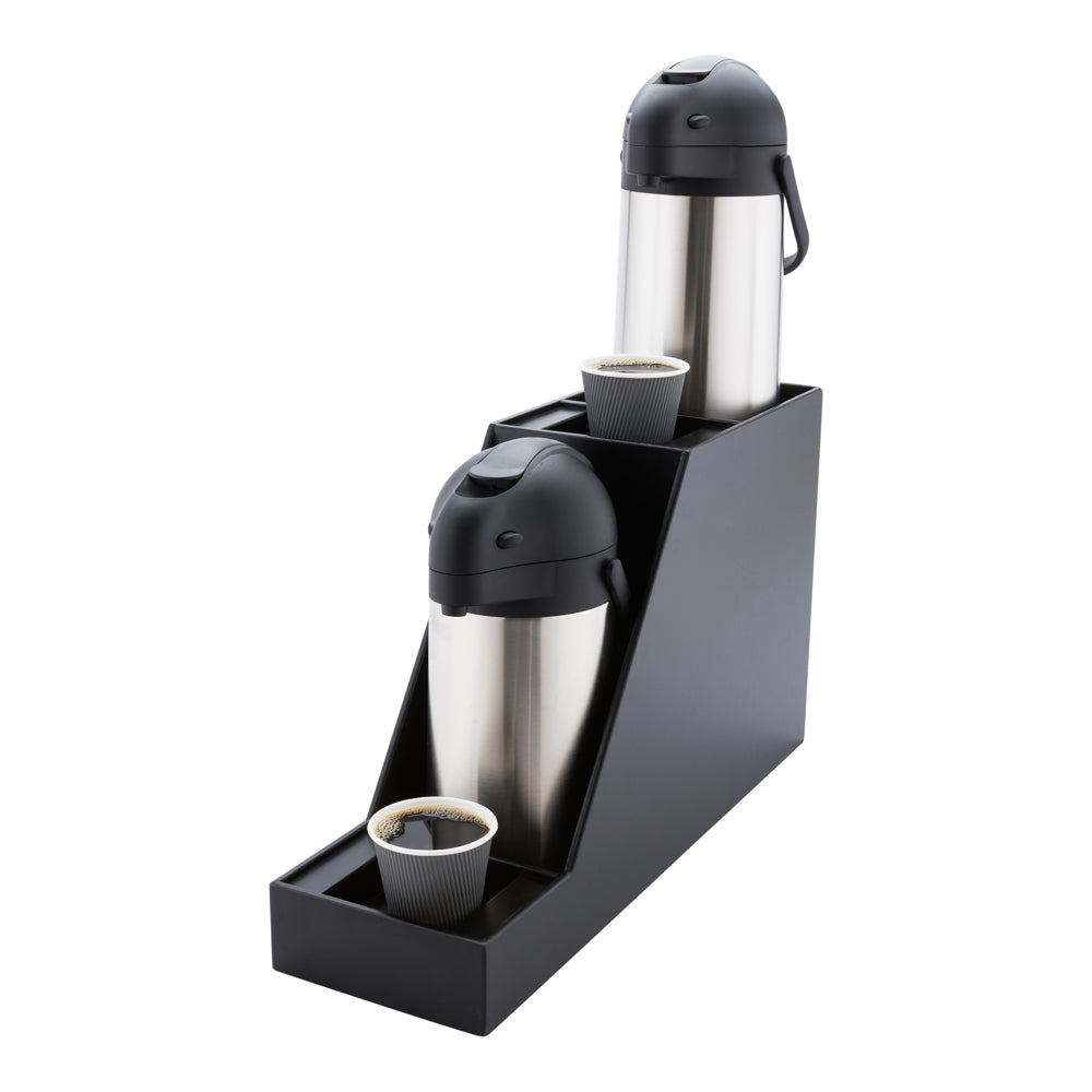 Restpresso Black Bamboo Dual Airpot Coffee Dispenser Display - 23 1/2" x 7" x 13 1/2" - 1 count box