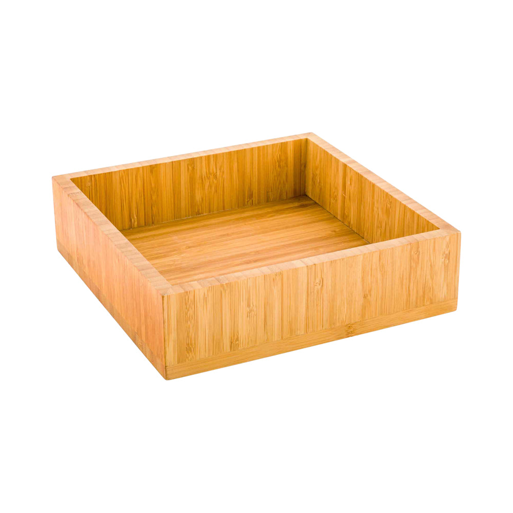 Square Natural Bamboo Small Tray - 10" x 10" x 2 3/4" - 1 count box