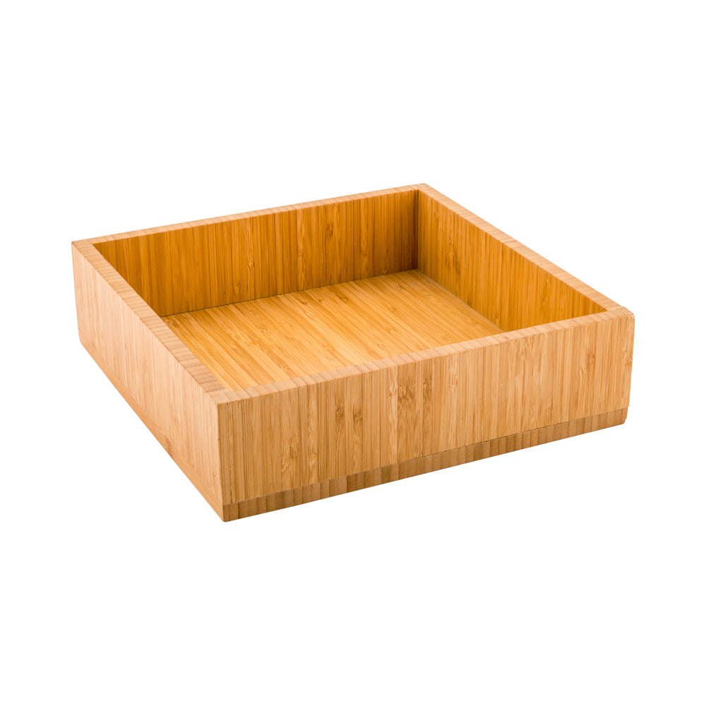 Square Natural Bamboo Large Tray - 11 3/4" x 11 3/4" x 3 1/4" - 1 count box