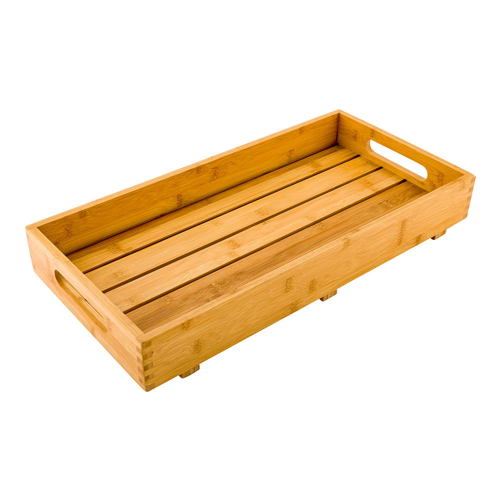 Natural Bamboo Serving Tray - with Handles - 22 1/2" x 11" x 2 3/4" - 1 count box