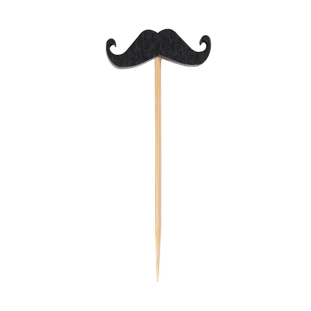 Black Bamboo Moustache Skewer - 2 3/4" - 1000 count box