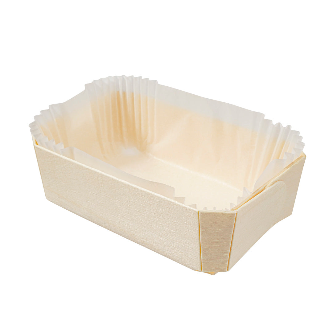 Taipei Poplar Baking / Serving Container - with Paper Liner - 5 1/2" x 3 1/2" x 1 3/4" - 100 count box