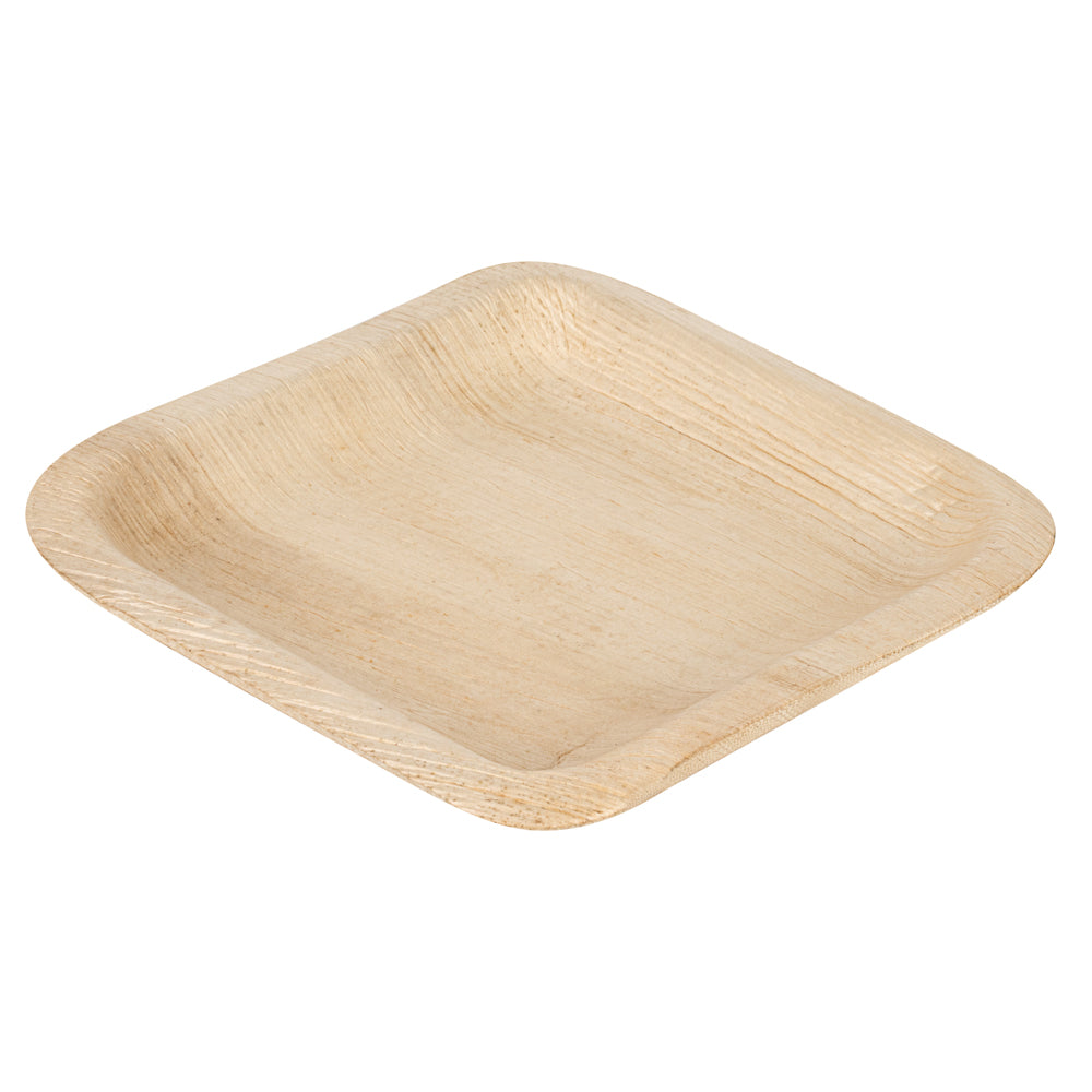 Indo Square Natural Palm Leaf Plate - 6 1/4" x 6 1/4" x 3/4" - 100 count box