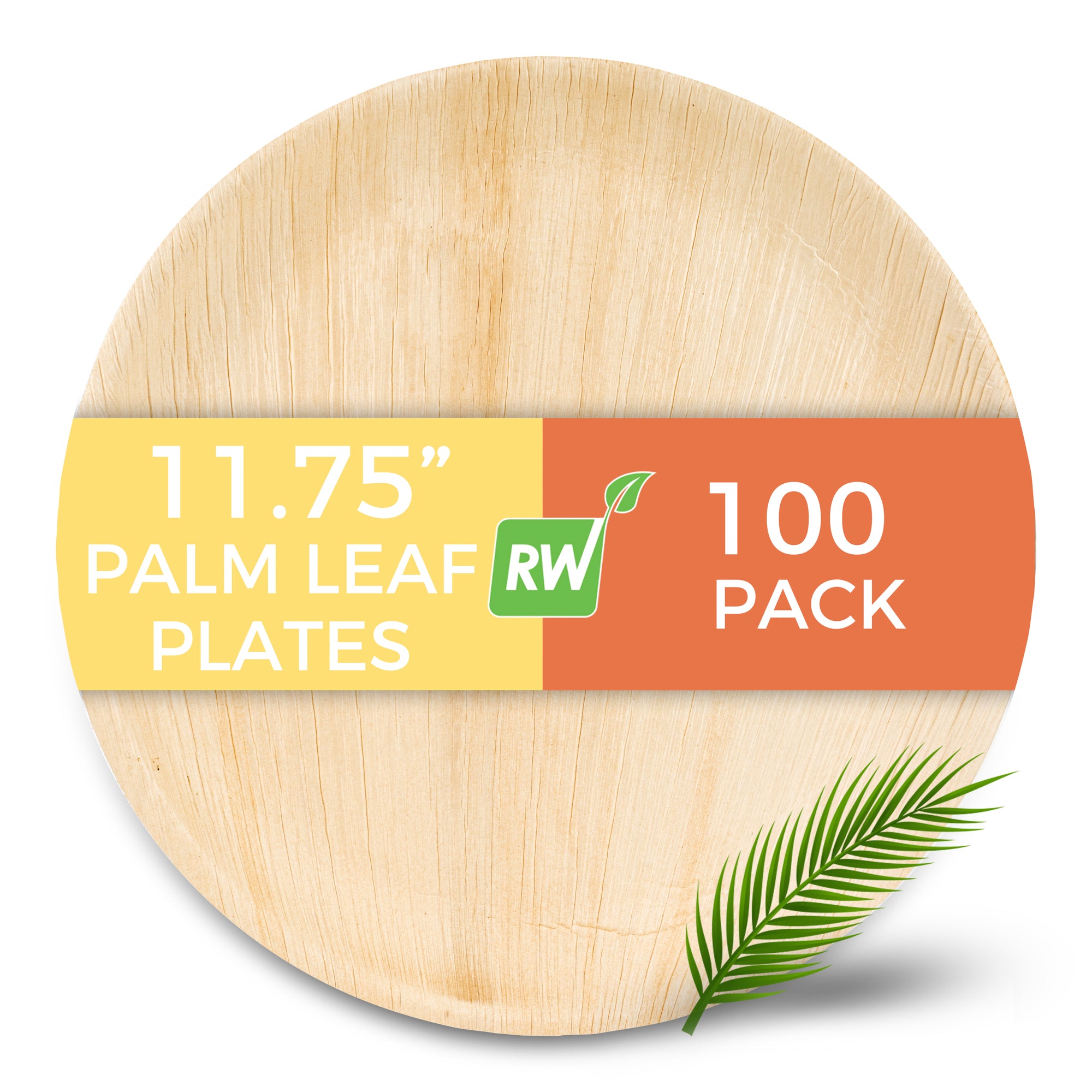 Indo Round Natural Palm Leaf Plate - 11 3/4" x 11 3/4" x 1" - 100 count box