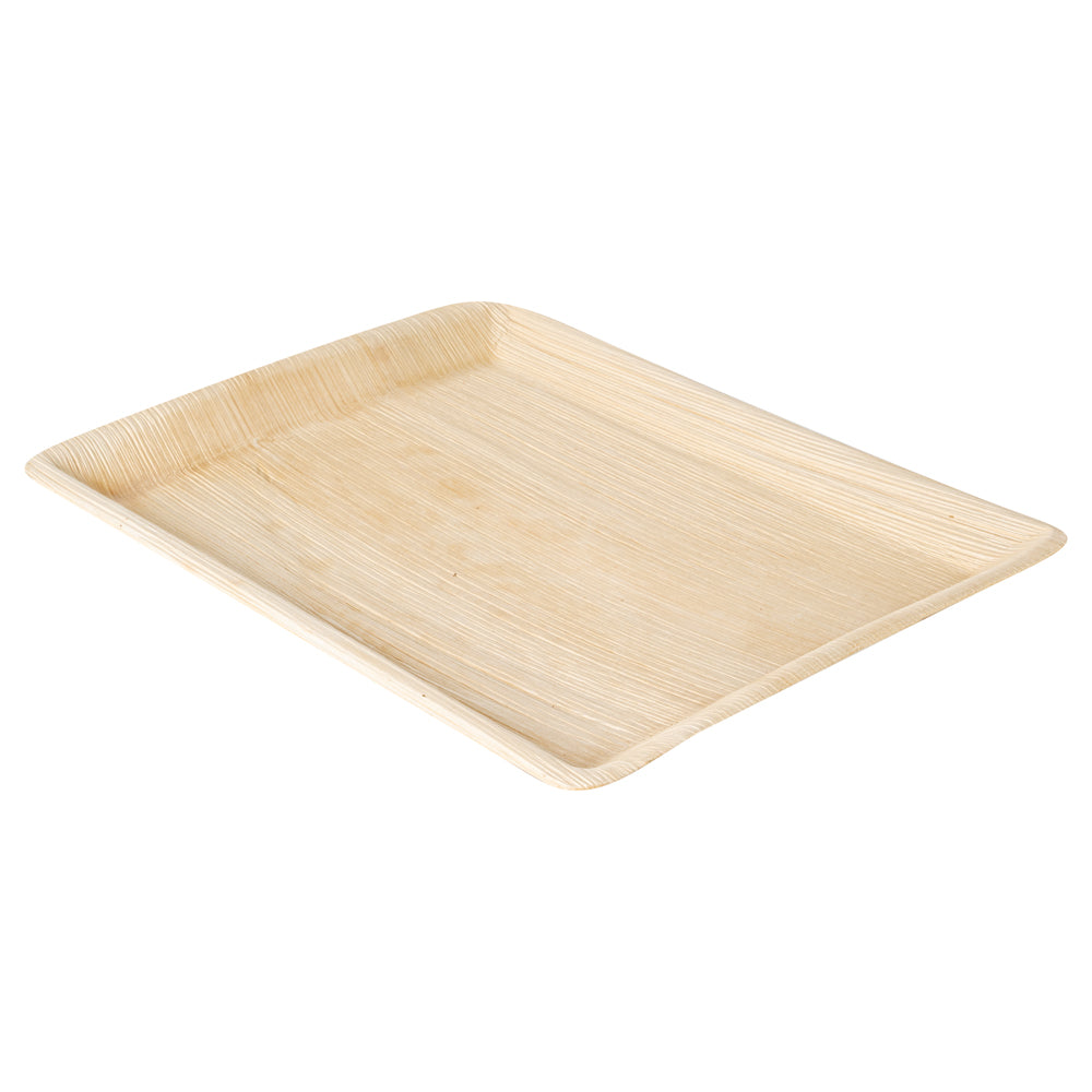 Indo Rectangle Natural Palm Leaf Plate - 13" x 10" x 1" - 100 count box