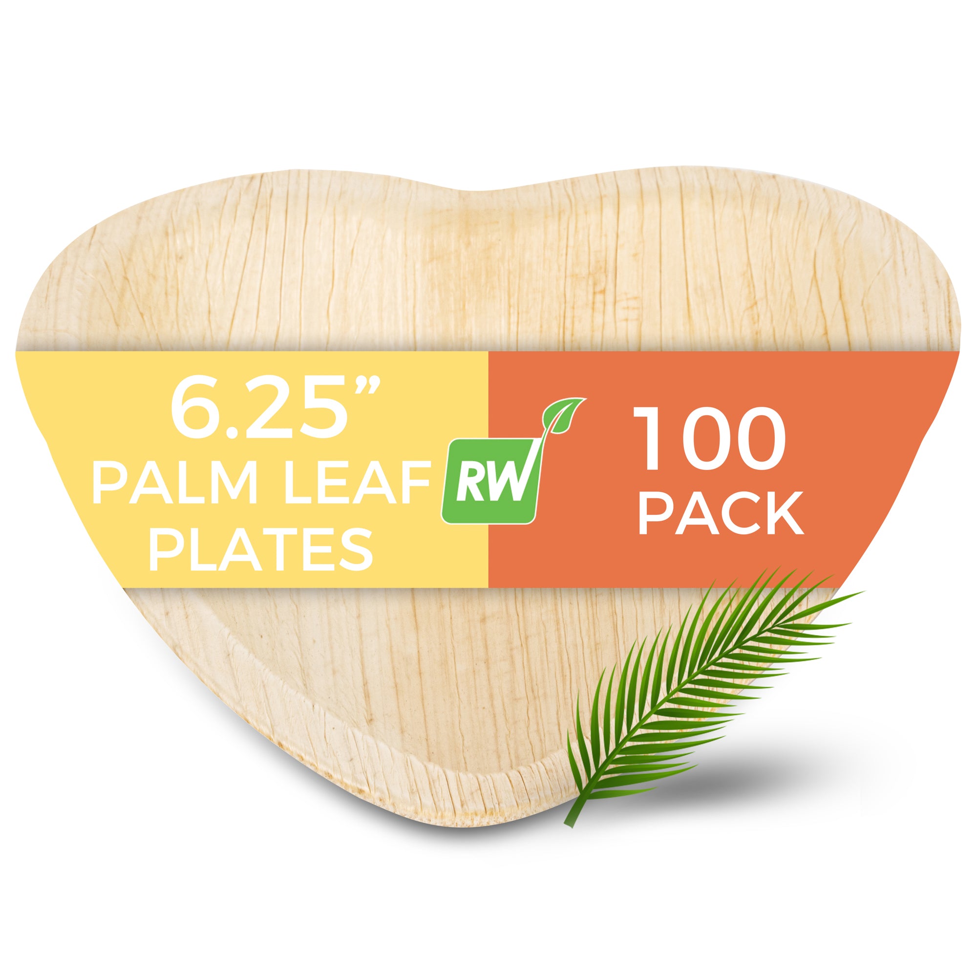 Indo Heart Natural Palm Leaf Plate - 6 1/4" x 6 1/4" x 1" - 100 count box