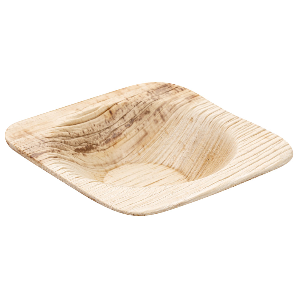 Indo 2 oz Square Natural Palm Leaf Bowl - 2 1/4" x 2 1/4" x 1/2" - 100 count box