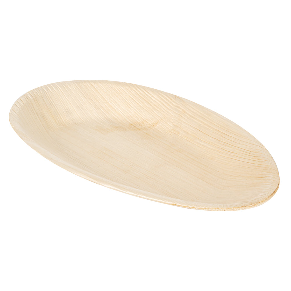 Indo Oval Natural Palm Leaf Plate - 9 3/4" x 6" - 100 count box