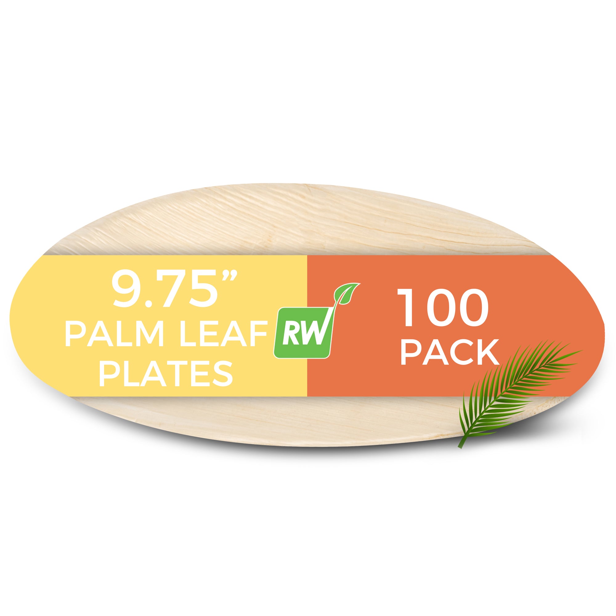 Indo Oval Natural Palm Leaf Plate - 9 3/4" x 6" - 100 count box