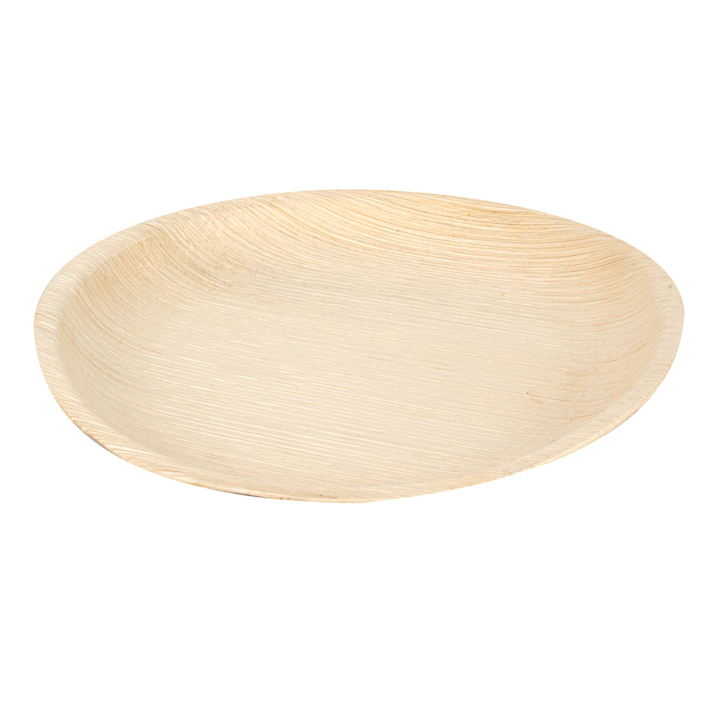 Indo Round Natural Palm Leaf Plate - 7 3/4" x 7 3/4" x 1 1/4" - 100 count box