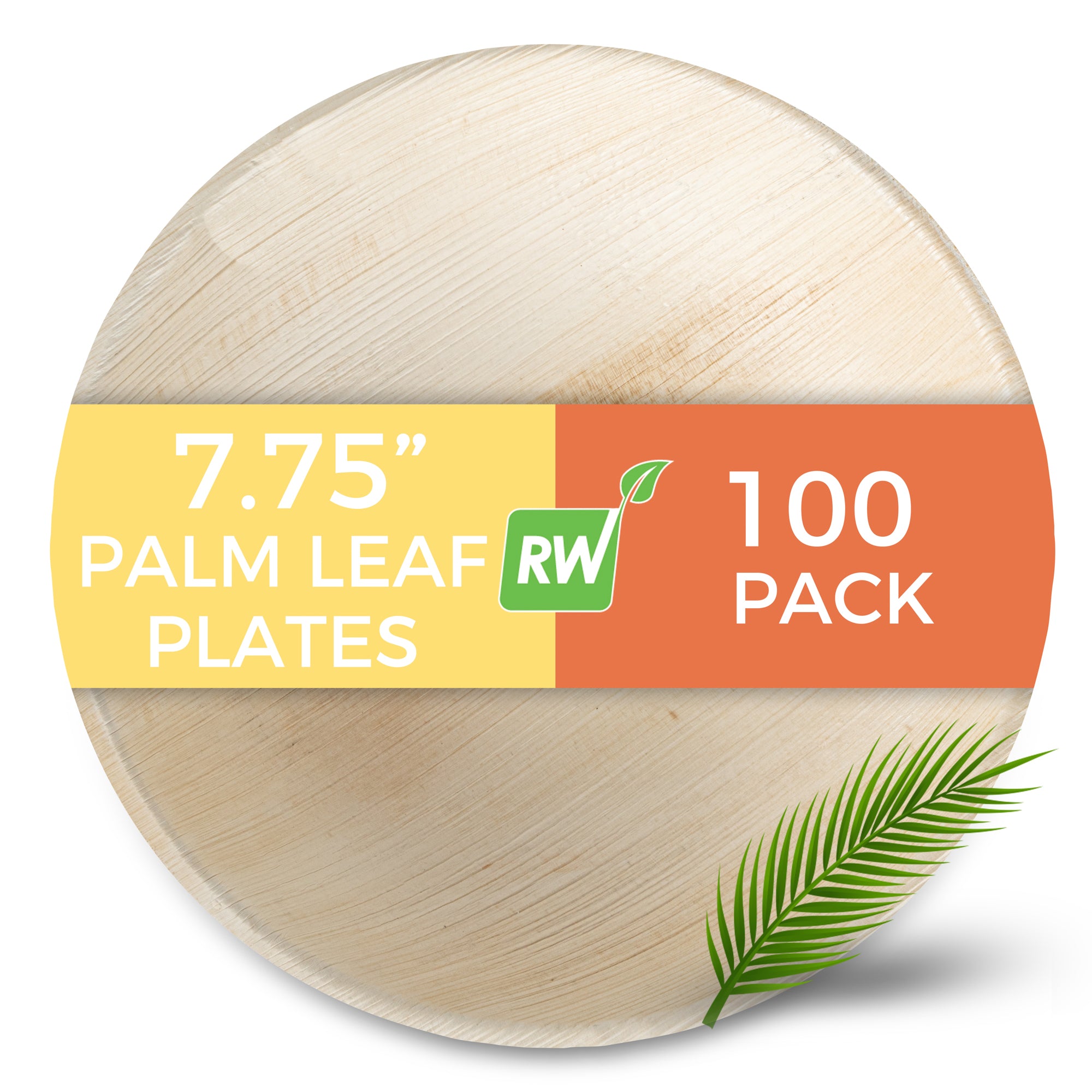 Indo Round Natural Palm Leaf Plate - 7 3/4" x 7 3/4" x 1 1/4" - 100 count box