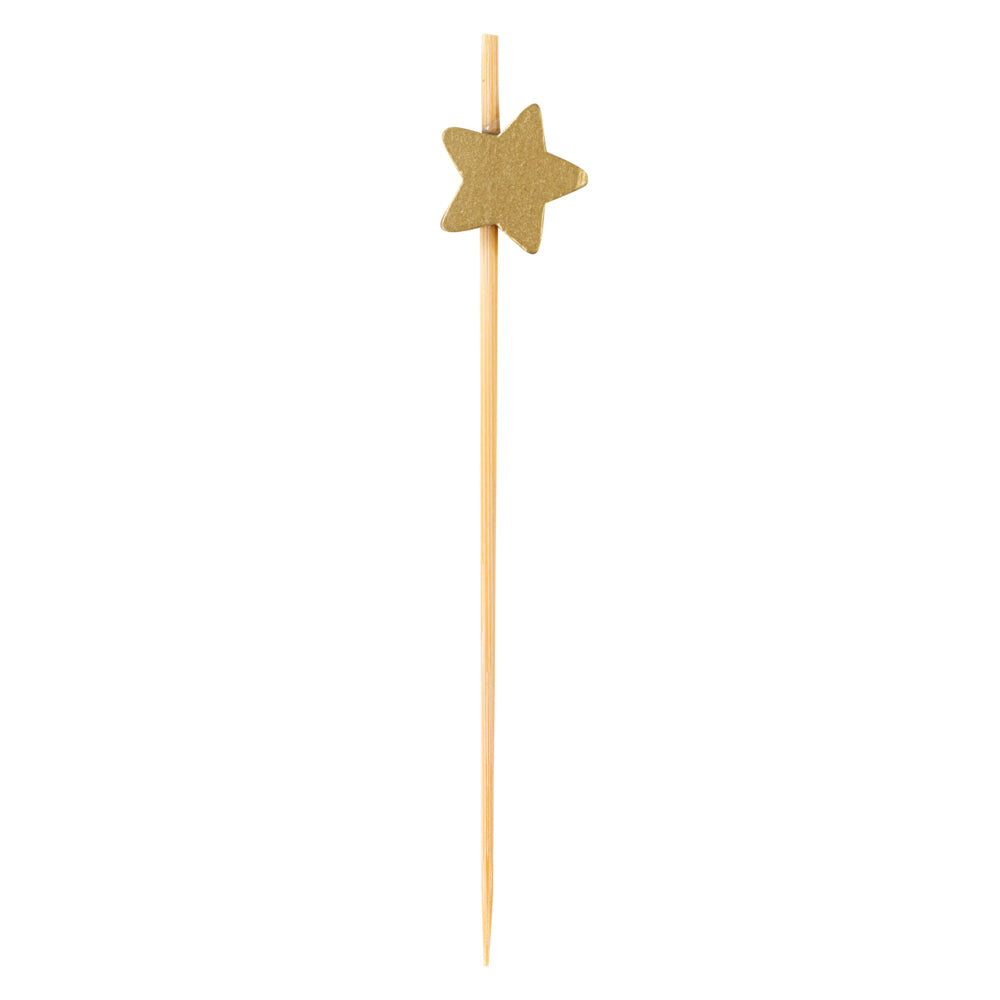 Gold Bamboo Star Skewer - 3 1/2" - 1000 count box