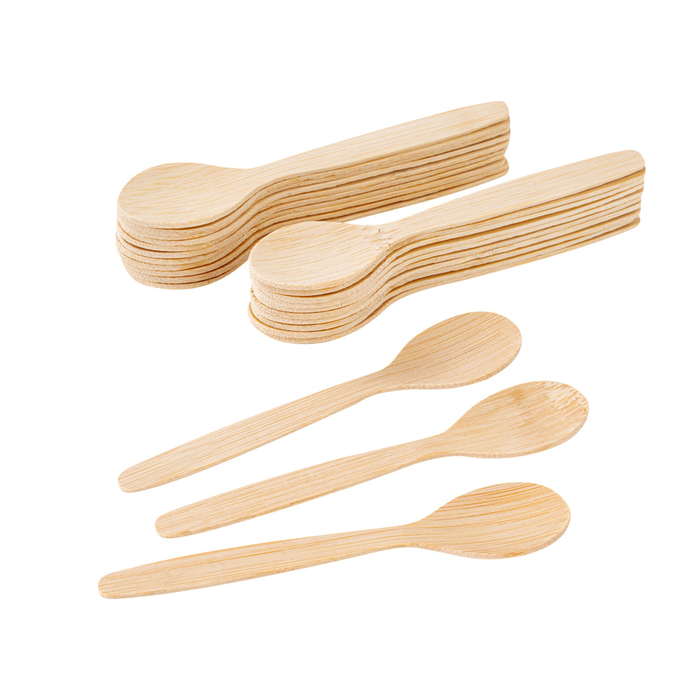 Eco Luxe Round Natural Bamboo Tasting Spoon - 4 3/4" - 1000 count box