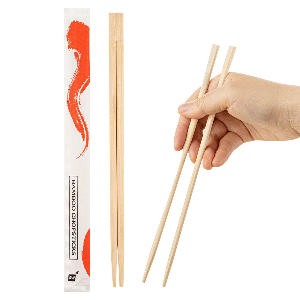 Bambuddha Natural Bamboo Twin Chopsticks - Wrapped - 9" - 1000 count box