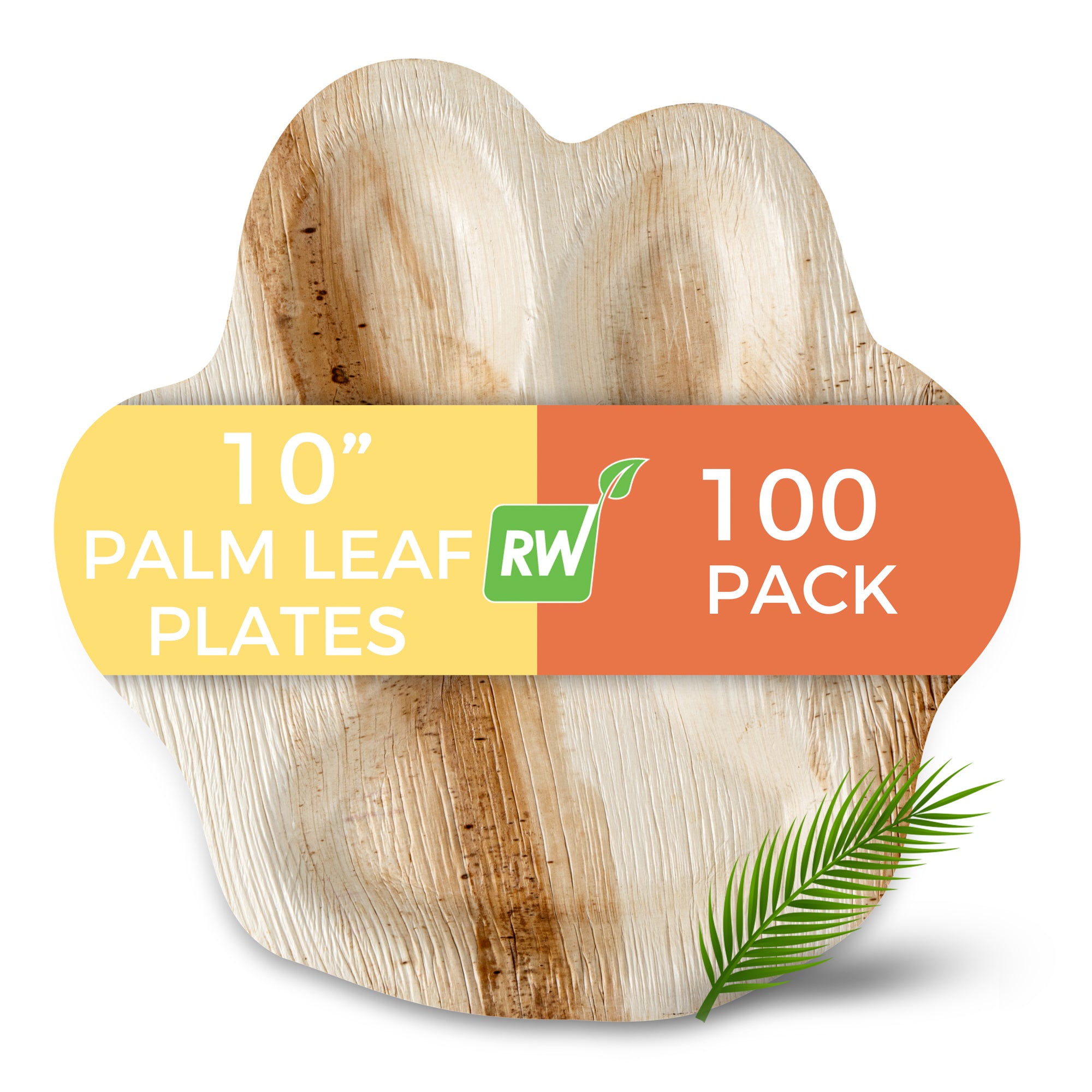 Indo Natural Palm Leaf Paw Plate - 10" x 10" x 3/4" - 100 count box