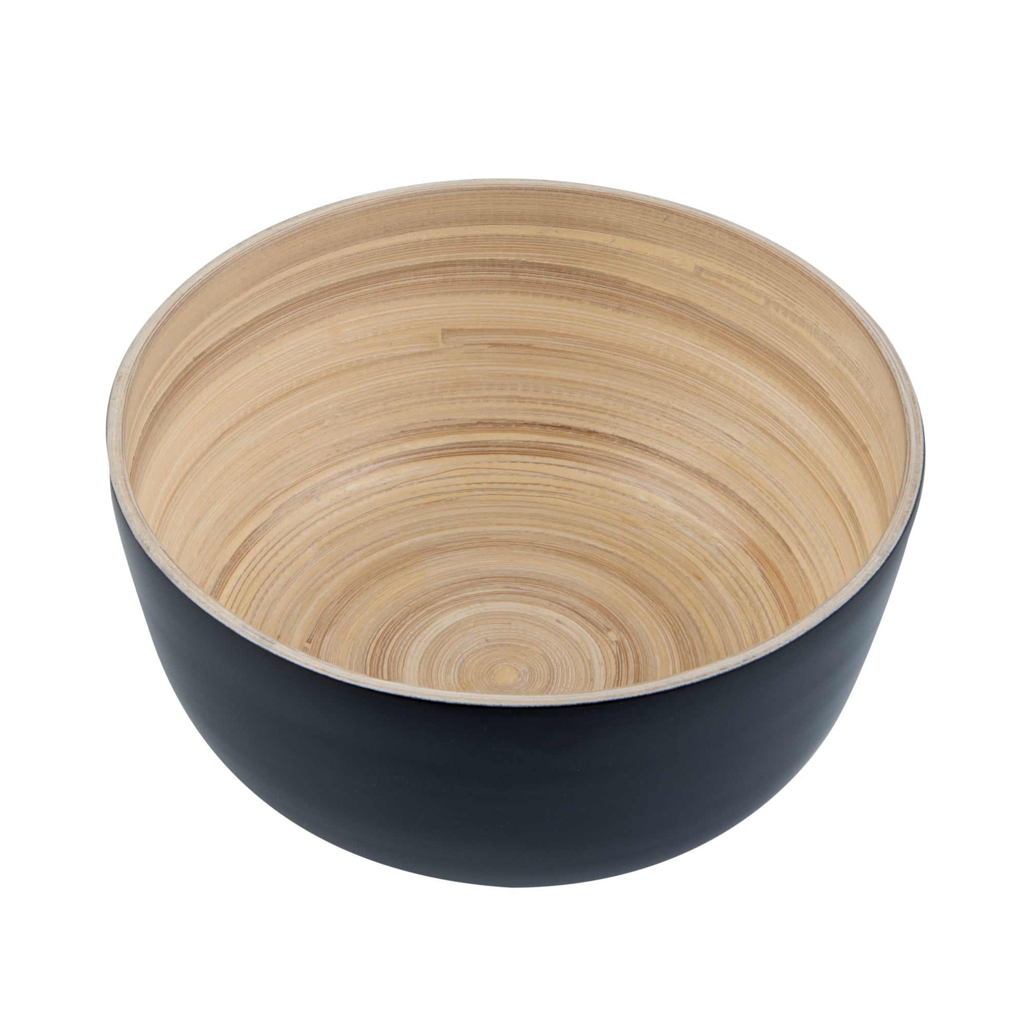 Bambuddha 15 oz Round Black Spun Bamboo Small Salad Bowl - 7 3/4" x 7 3/4" x 4" - 1 count box