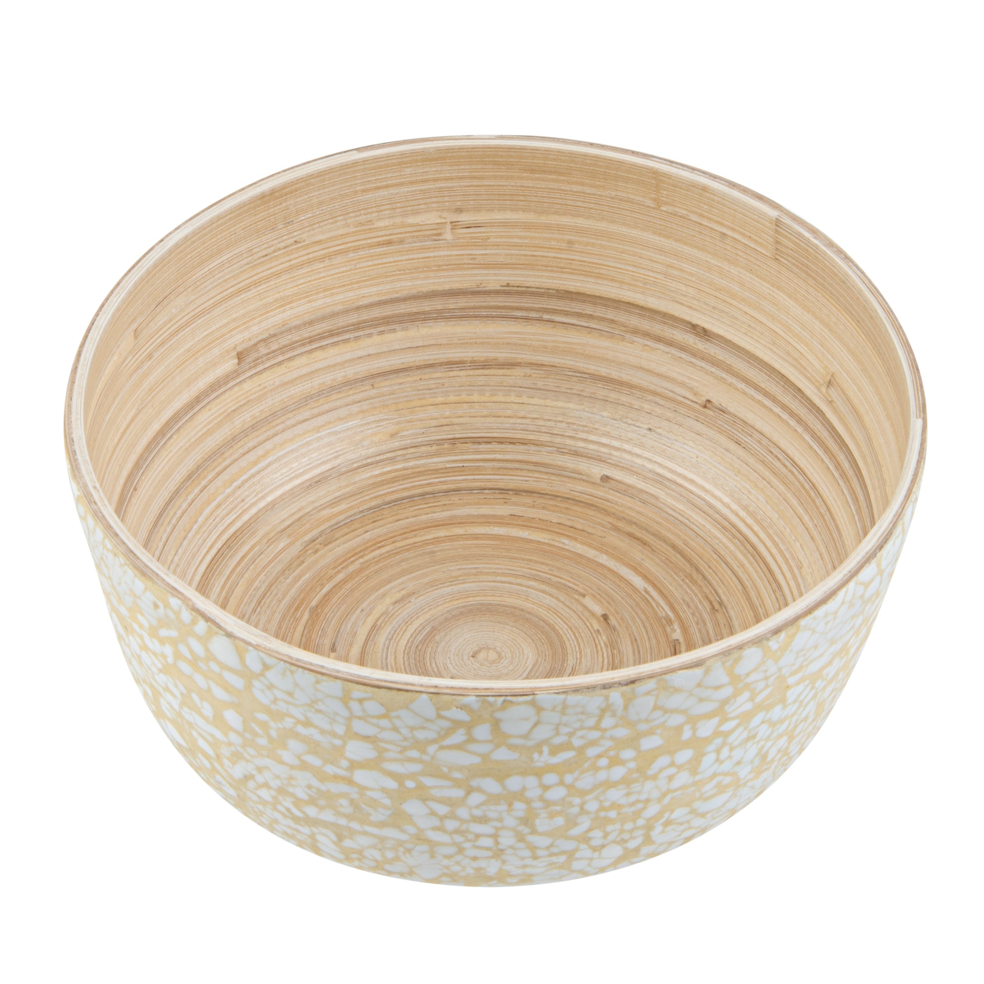 Bambuddha 15 oz Round Beige Spun Bamboo Small Eggshell Salad Bowl - 7 3/4" x 7 3/4" x 4" - 1 count box