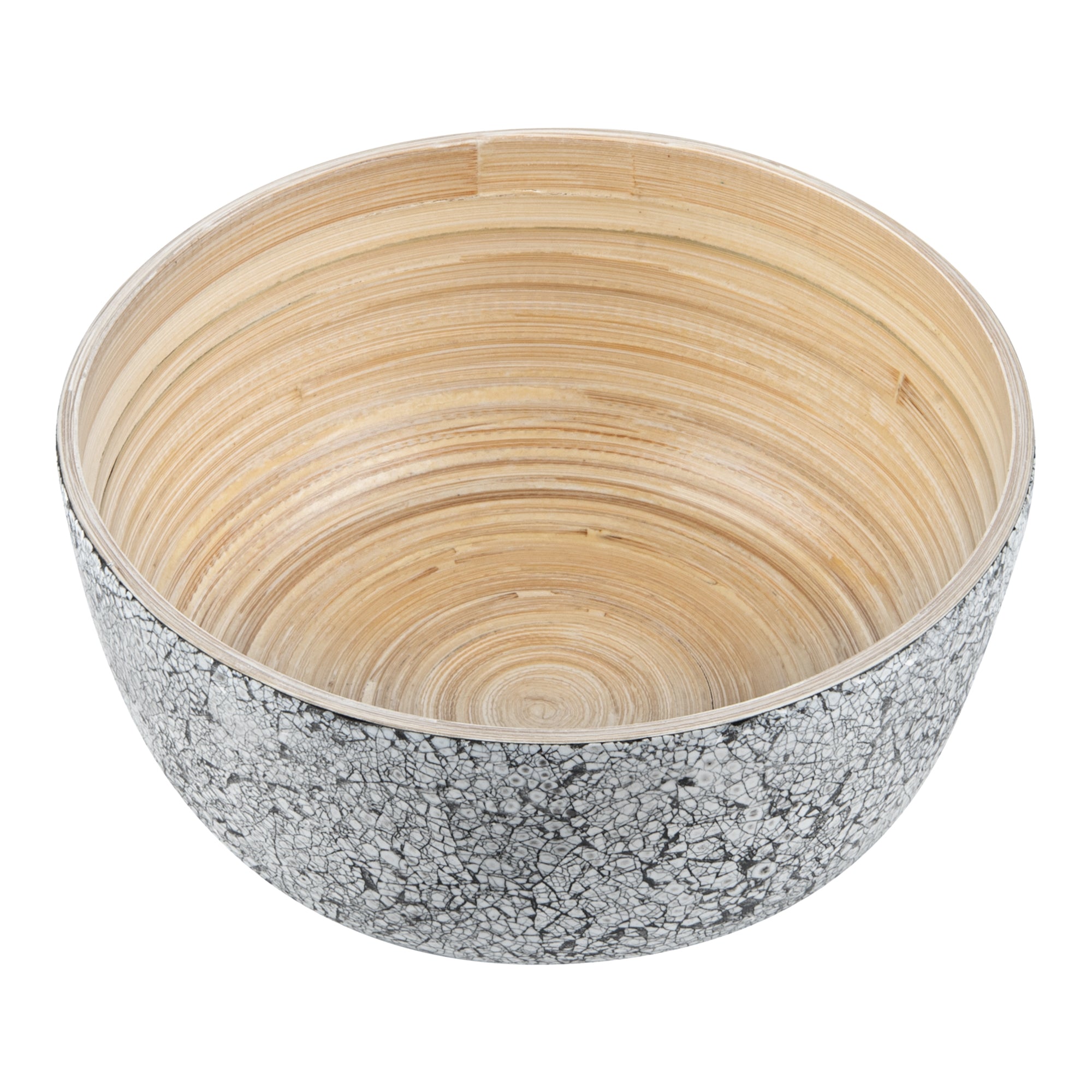 Bambuddha 15 oz Round Gray Spun Bamboo Small Eggshell Salad Bowl - 7 3/4" x 7 3/4" x 4" - 1 count box