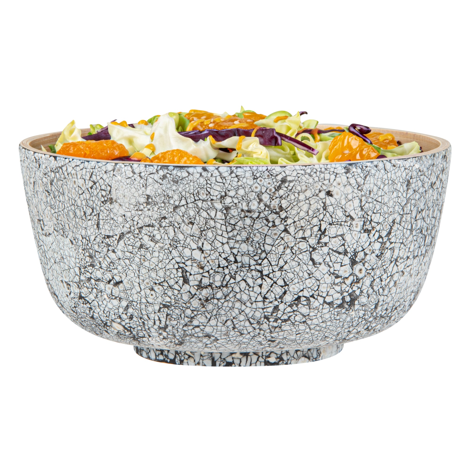 Bambuddha 15 oz Round Gray Spun Bamboo Small Eggshell Salad Bowl - 7 3/4" x 7 3/4" x 4" - 1 count box