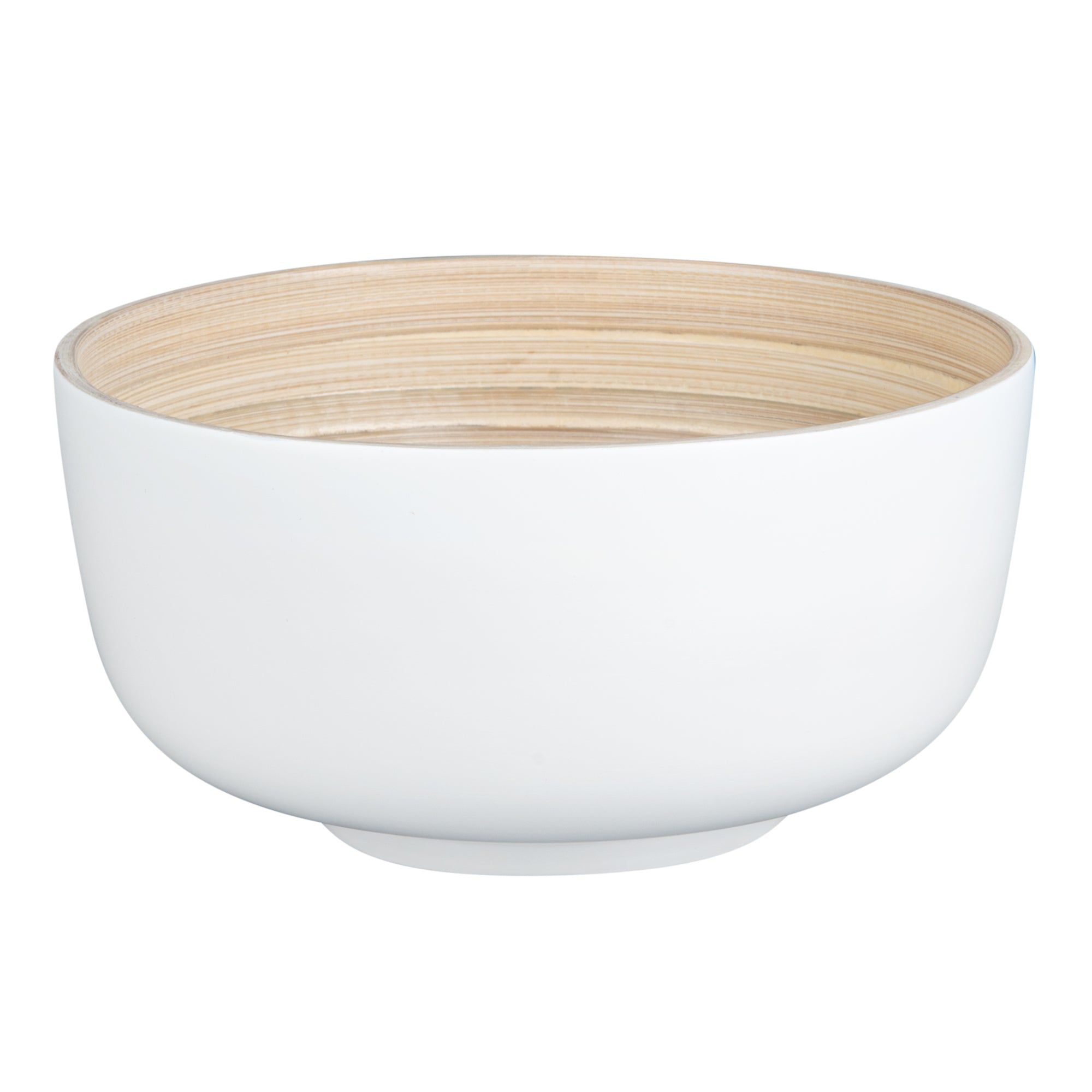 Bambuddha 15 oz Round White Spun Bamboo Small Salad Bowl - 7 3/4" x 7 3/4" x 4" - 1 count box