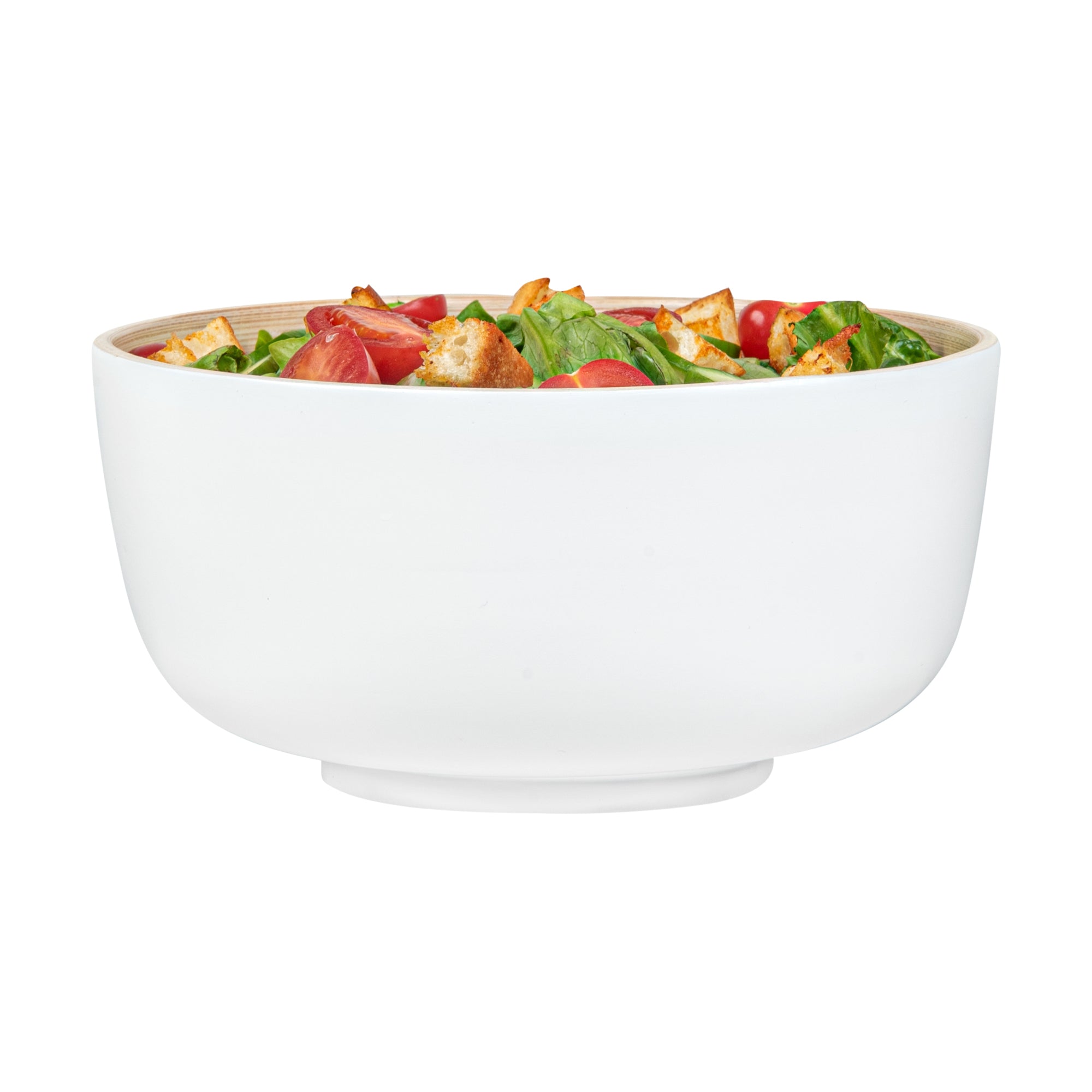 Bambuddha 15 oz Round White Spun Bamboo Small Salad Bowl - 7 3/4" x 7 3/4" x 4" - 1 count box