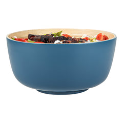 Bambuddha 25 oz Round Blue Spun Bamboo Medium Salad Bowl - 9 1/2