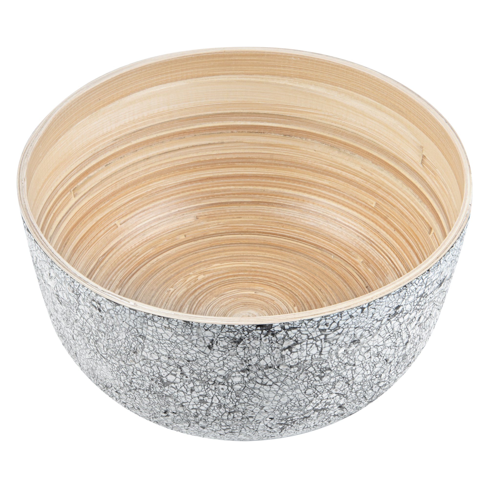 Bambuddha 25 oz Round Gray Spun Bamboo Medium Eggshell Salad Bowl - 9 1/2" x 9 1/2" x 4 3/4" - 1 count box