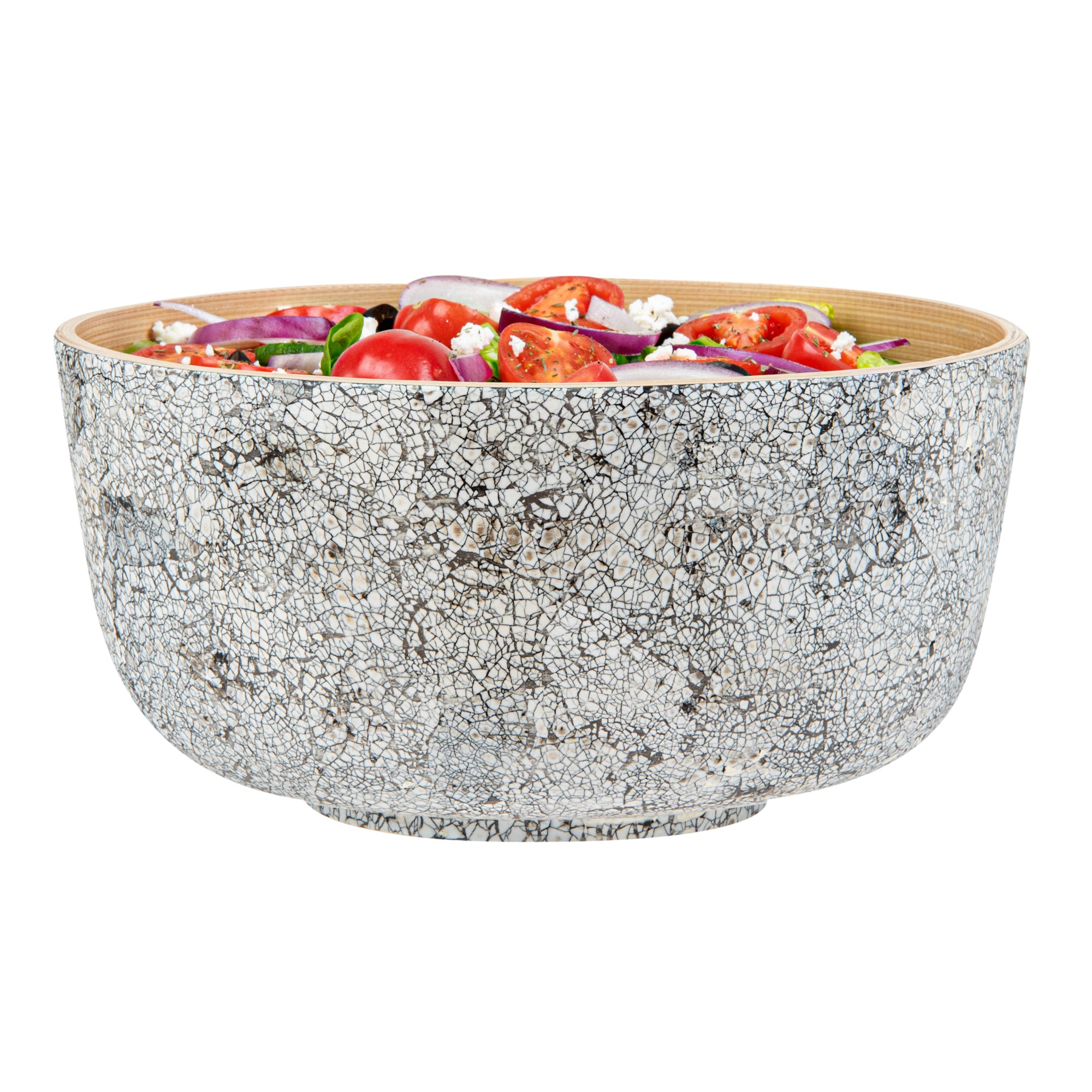 Bambuddha 25 oz Round Gray Spun Bamboo Medium Eggshell Salad Bowl - 9 1/2" x 9 1/2" x 4 3/4" - 1 count box