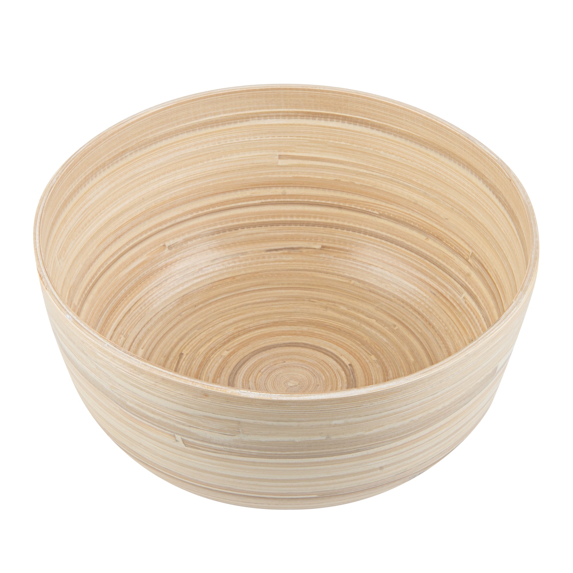 Bambuddha 25 oz Round Natural Spun Bamboo Medium Salad Bowl - 9 1/2" x 9 1/2" x 4 3/4" - 1 count box