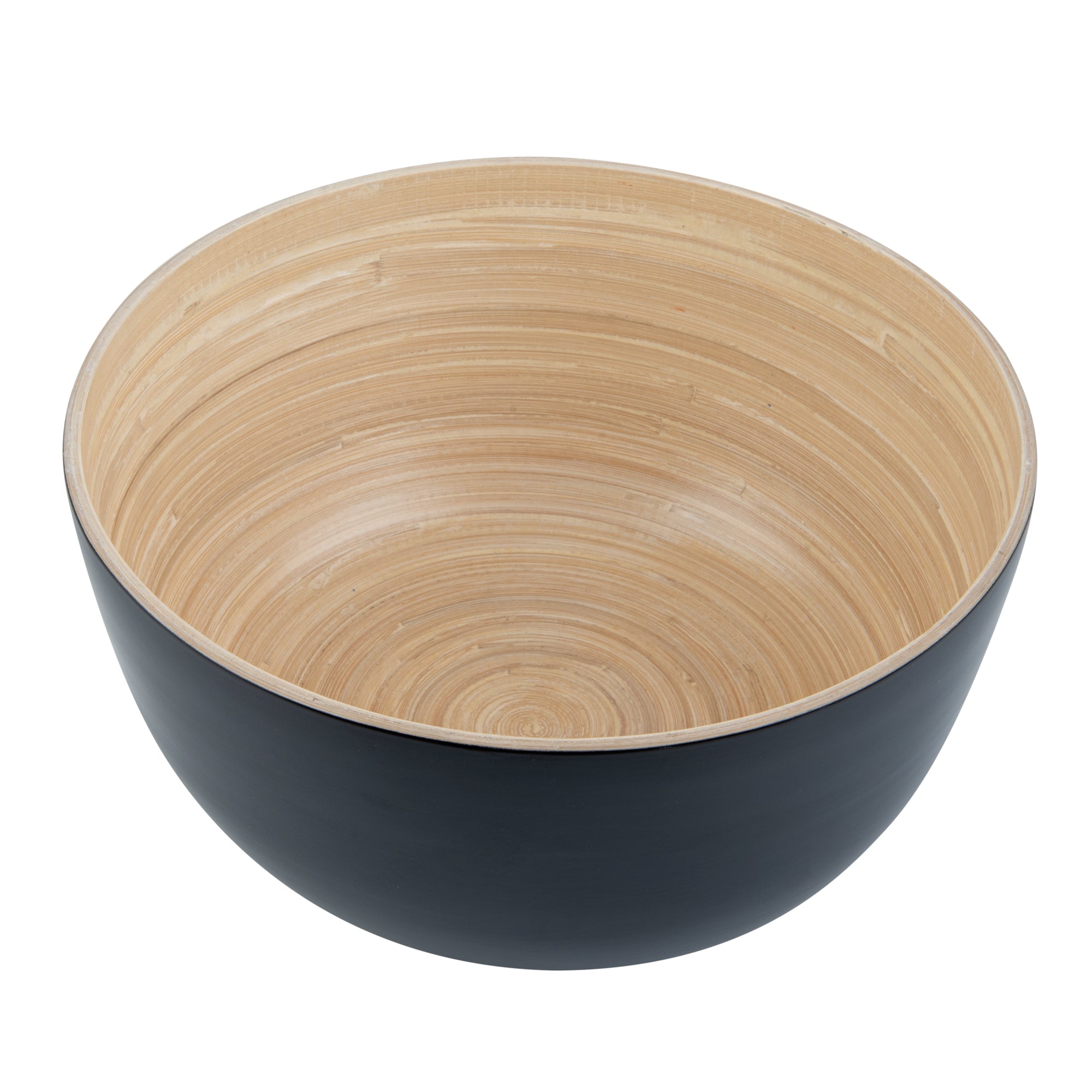 Bambuddha 30 oz Round Black Spun Bamboo Large Salad Bowl - 11" x 11" x 5 1/2" - 1 count box