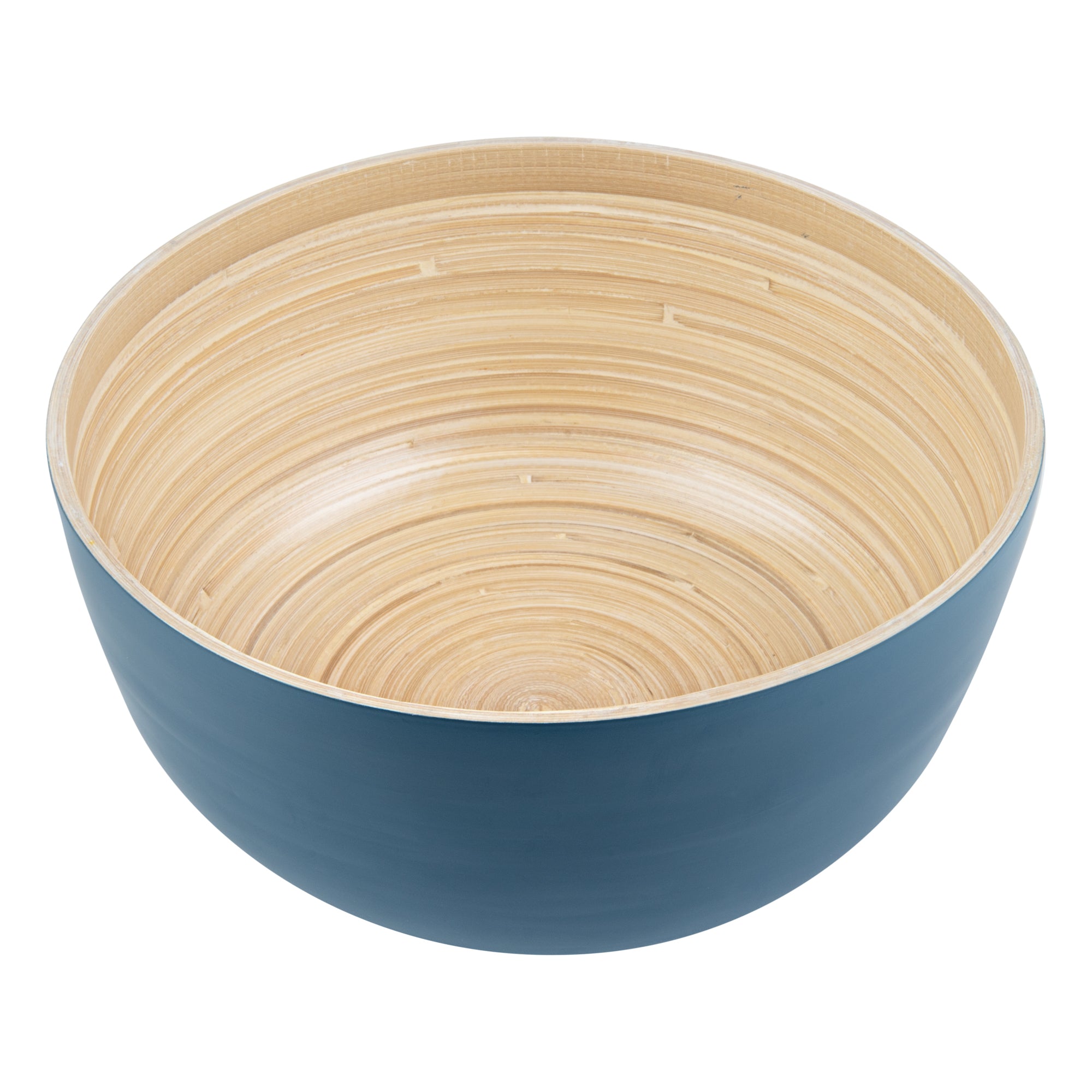 Bambuddha 30 oz Round Blue Spun Bamboo Large Salad Bowl - 11" x 11" x 5 1/2" - 1 count box