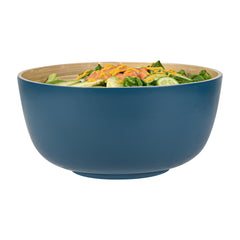 Bambuddha 30 oz Round Blue Spun Bamboo Large Salad Bowl - 11