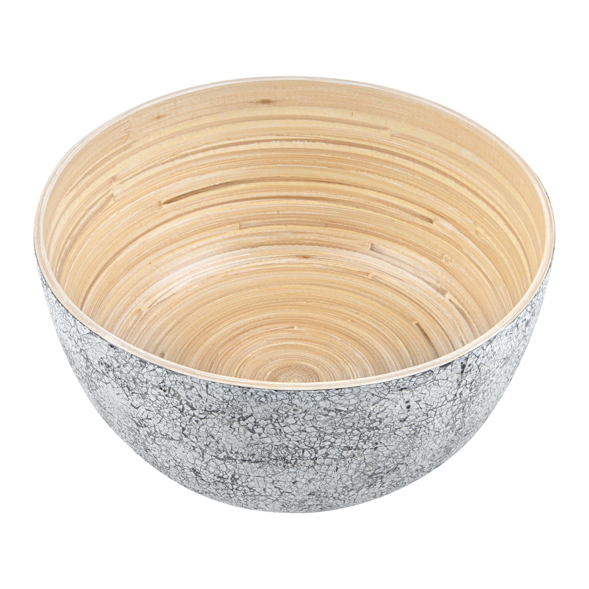 Bambuddha 30 oz Round Gray Spun Bamboo Large Eggshell Salad Bowl - 11" x 11" x 5 1/2" - 1 count box