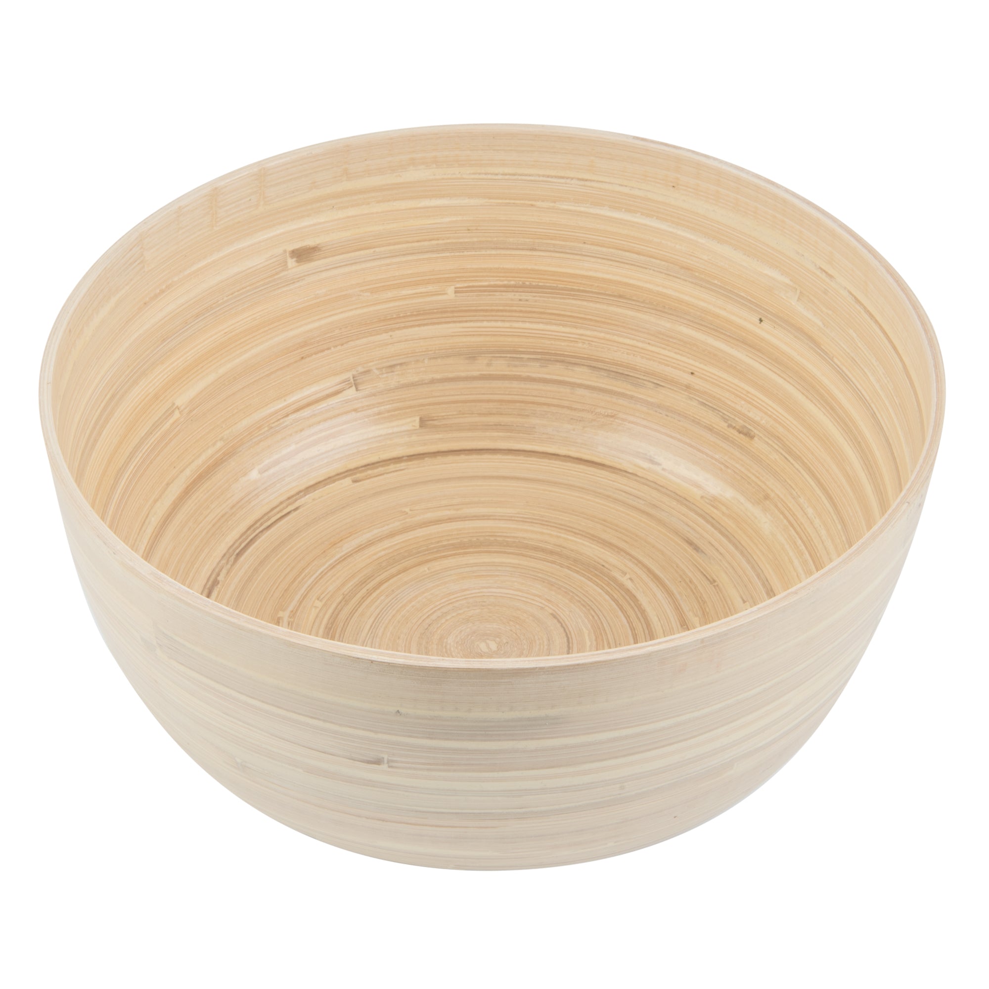 Bambuddha 30 oz Round Natural Spun Bamboo Large Salad Bowl - 11" x 11" x 5 1/2" - 1 count box