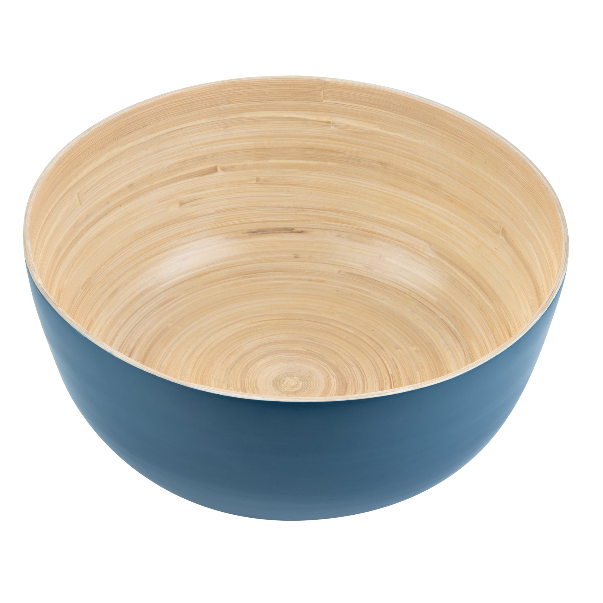 Bambuddha 51 oz Round Blue Spun Bamboo Extra Large Salad Bowl - 13 1/2" x 13 1/2" x 6 1/4" - 1 count box