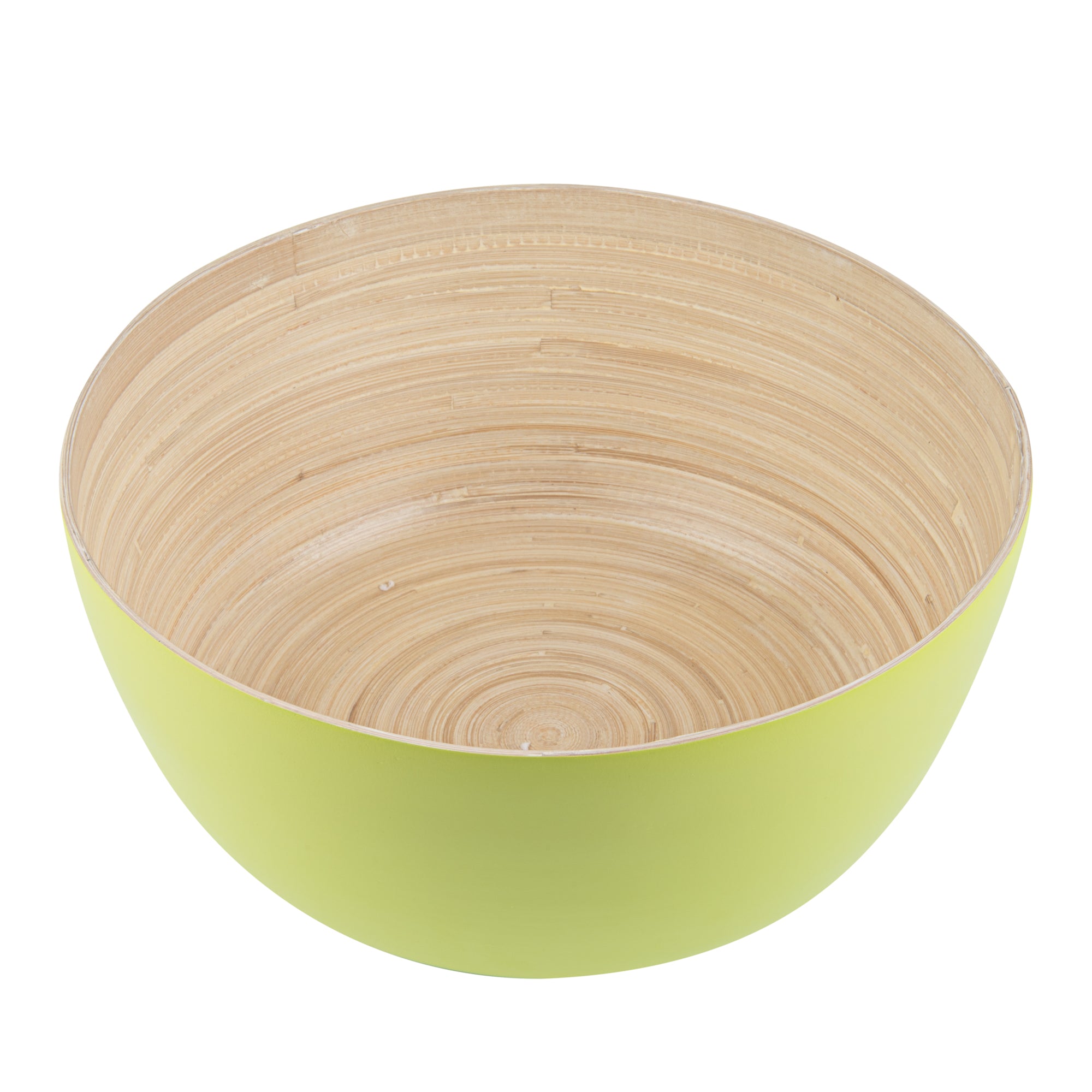 Bambuddha 51 oz Round Green Spun Bamboo Extra Large Salad Bowl - 13 1/2" x 13 1/2" x 6 1/4" - 1 count box