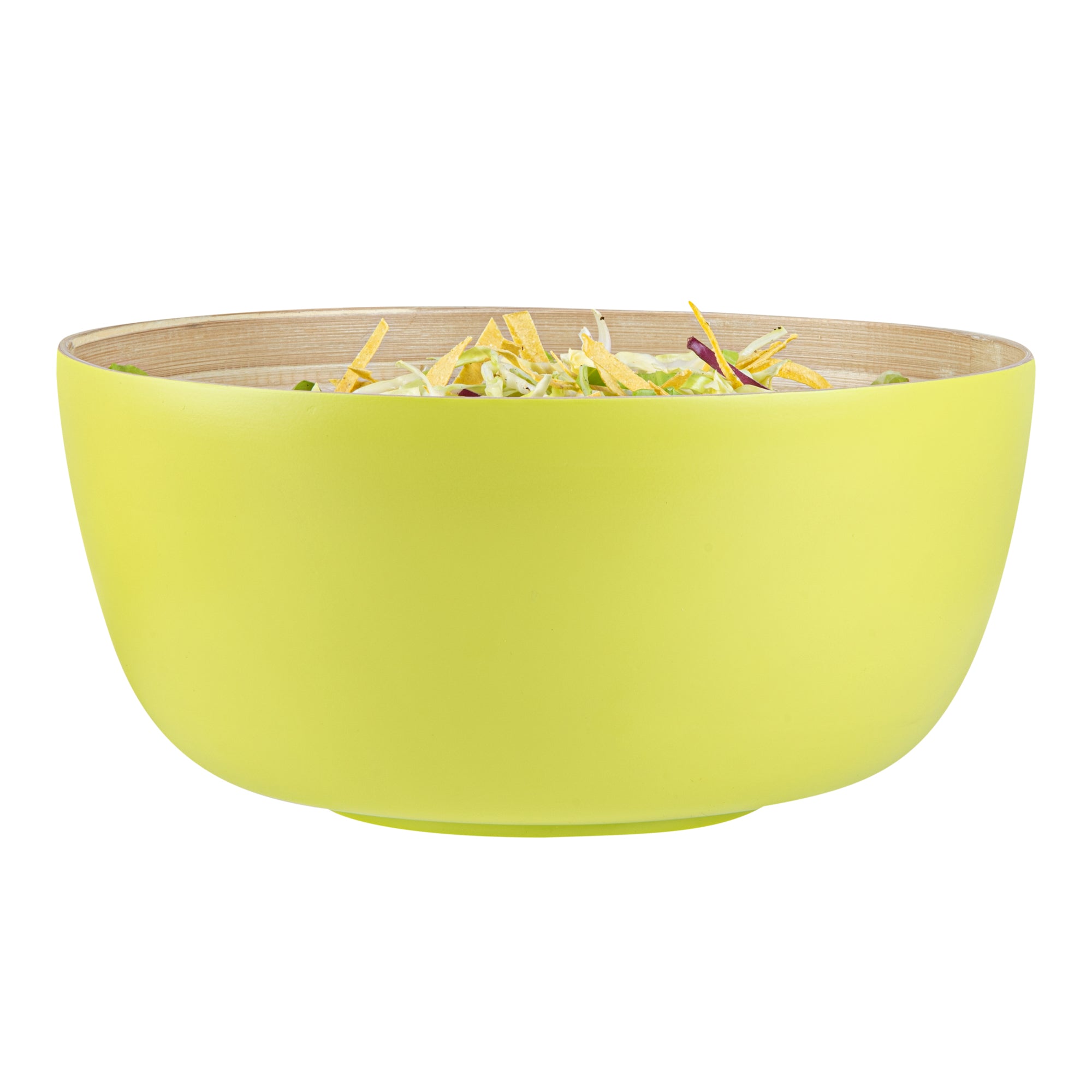 Bambuddha 51 oz Round Green Spun Bamboo Extra Large Salad Bowl - 13 1/2" x 13 1/2" x 6 1/4" - 1 count box