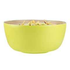 Bambuddha 51 oz Round Green Spun Bamboo Extra Large Salad Bowl - 13 1/2