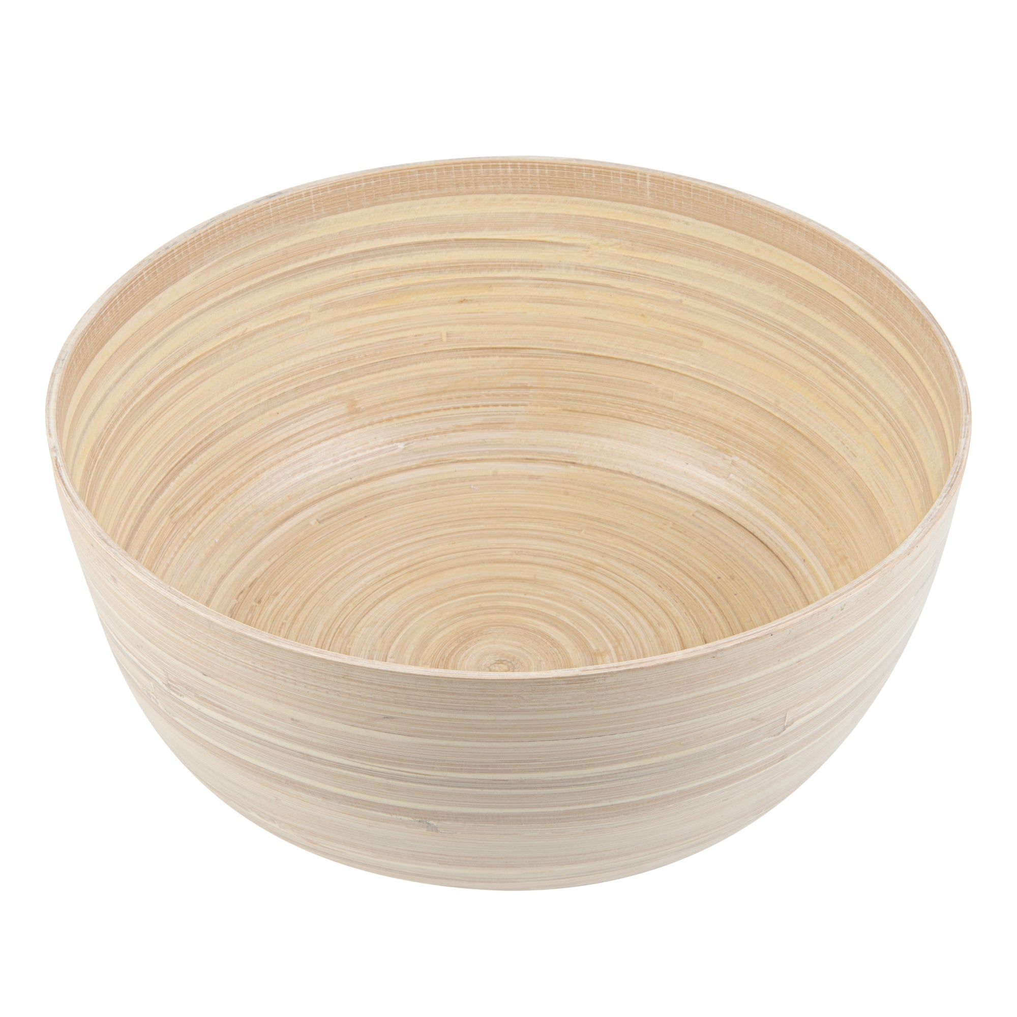 Bambuddha 51 oz Round Natural Spun Bamboo Extra Large Salad Bowl - 13 1/2" x 13 1/2" x 6 1/4" - 1 count box