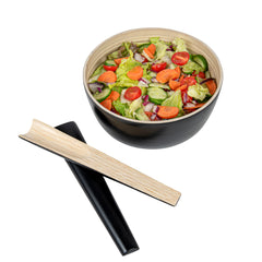 Bambuddha Black Spun Bamboo 2-Piece Salad Server Set - 9 3/4