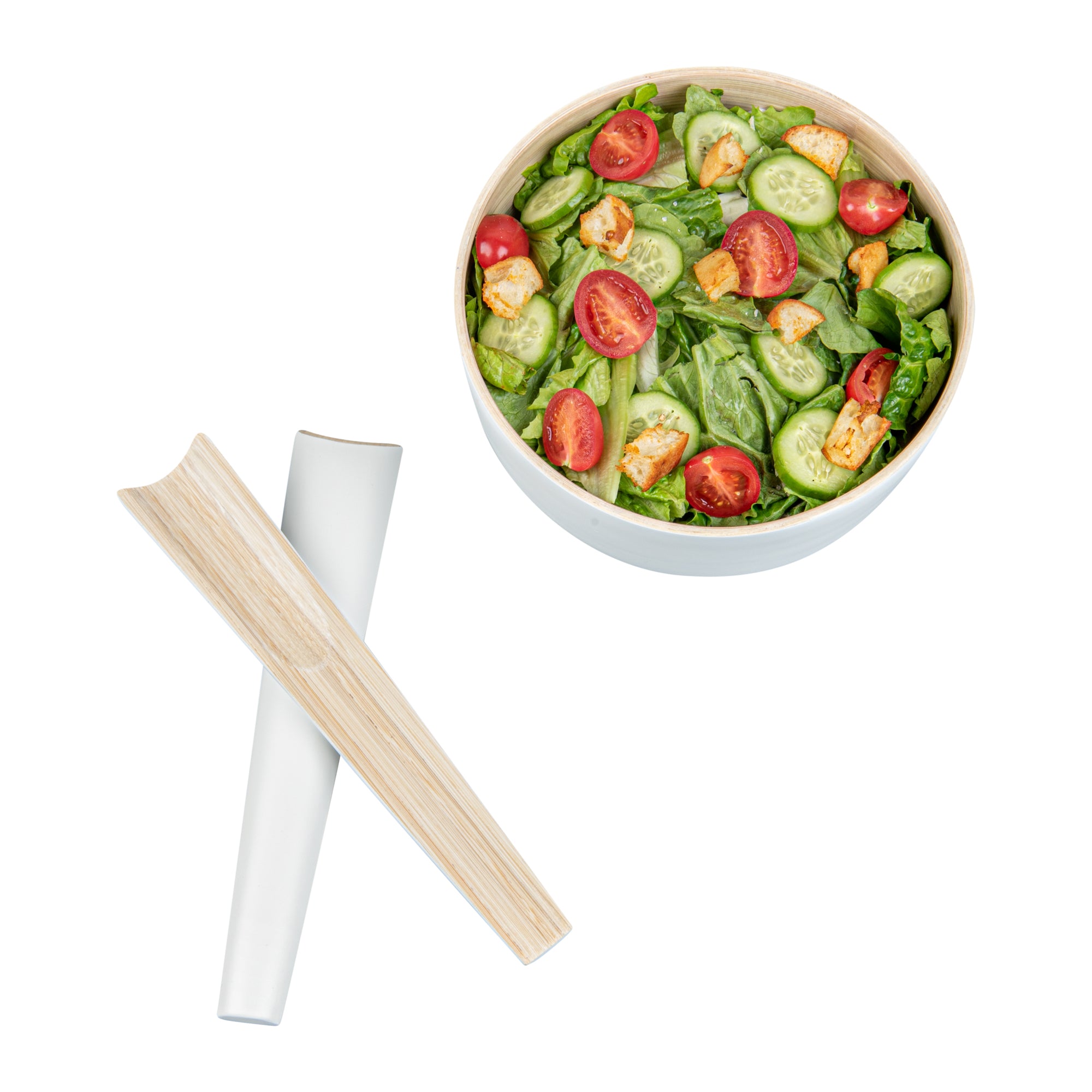 Bambuddha White Spun Bamboo 2-Piece Salad Server Set - 9 3/4" - 10 count box