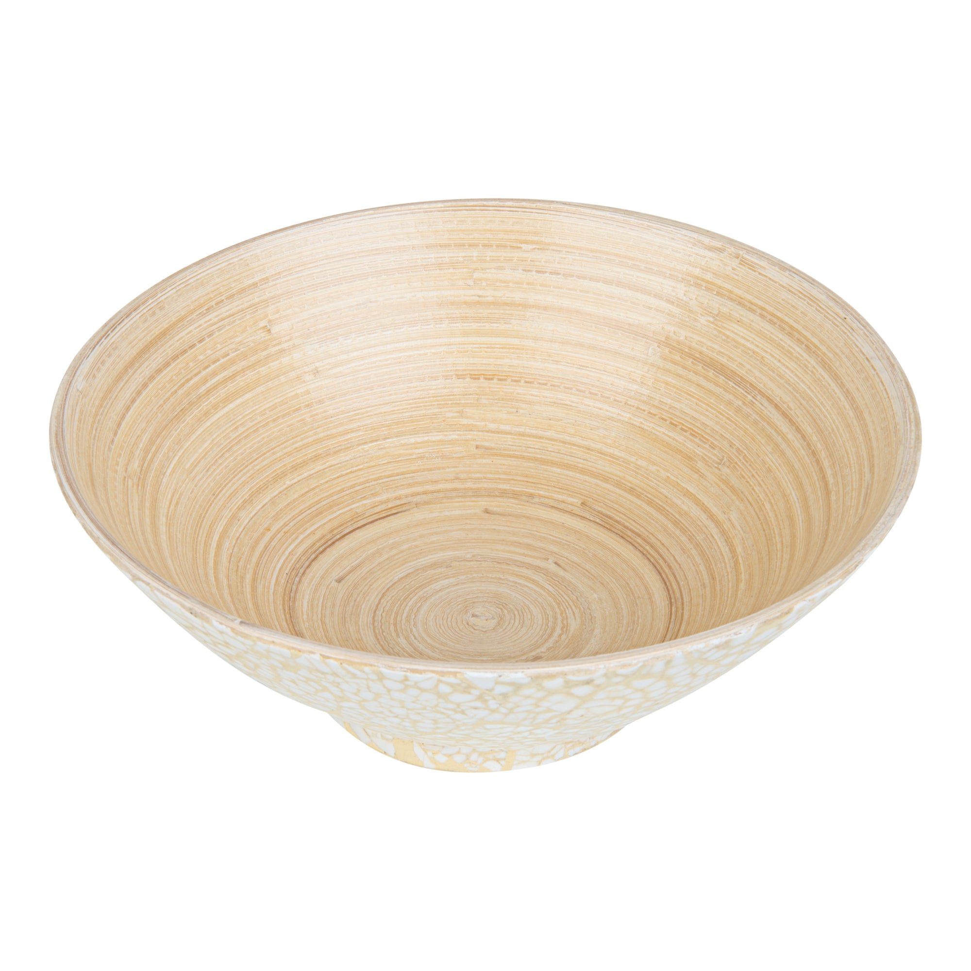 Bambuddha 29 oz Round Beige Spun Bamboo Eggshell Serving Bowl - 8 1/4" x 8 1/4" x 3 1/4" - 1 count box