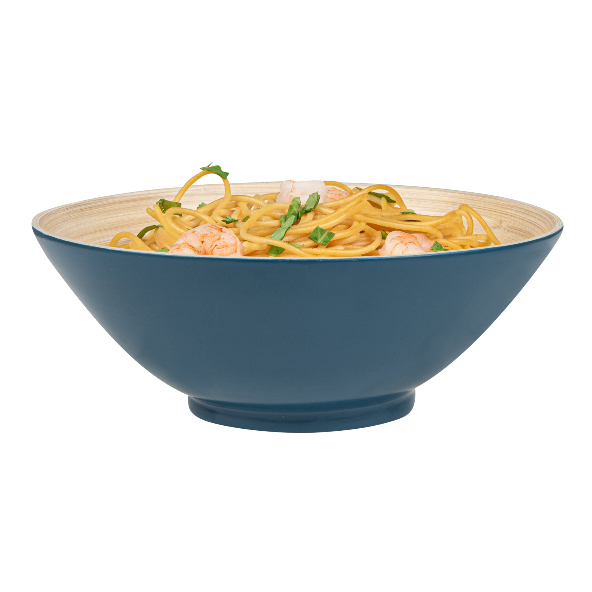 Bambuddha 29 oz Round Blue Spun Bamboo Serving Bowl - 8 1/4" x 8 1/4" x 3 1/4" - 1 count box