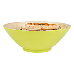 Bambuddha 29 oz Round Green Spun Bamboo Serving Bowl - 8 1/4