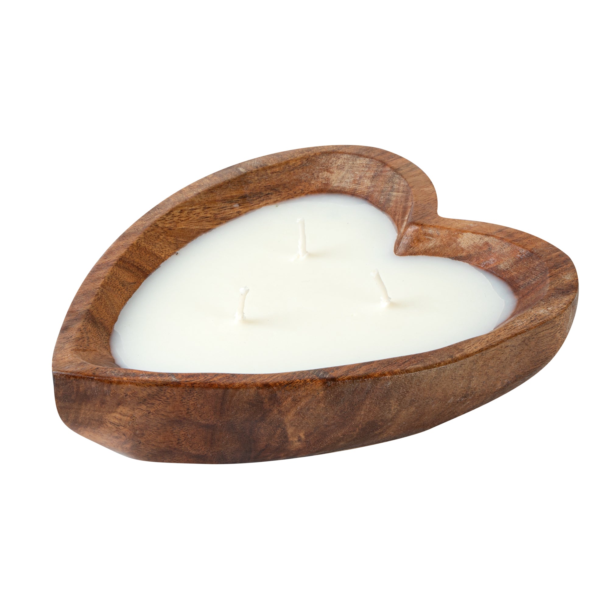 Coco Casa Handmade Wood Heart Dough Bowl Candle - Jasmine - 7" x 5 1/2" x 2" - 10 count box